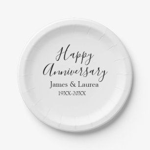 Assiettes En Carton Joyeux anniversaire mariage nom date année simple