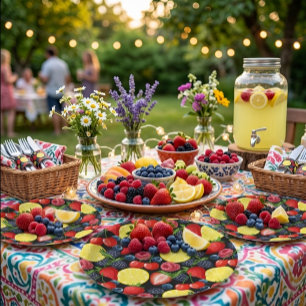 Assiettes En Carton Joyeux Anniversaire Motif de Fruits Délicieux