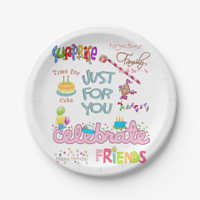 Assiettes En Carton Joyeux Anniversaire Papier Plaques Amis Famille (Devant)
