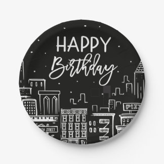 Assiettes En Carton Joyeux Anniversaire Paysage de Night City