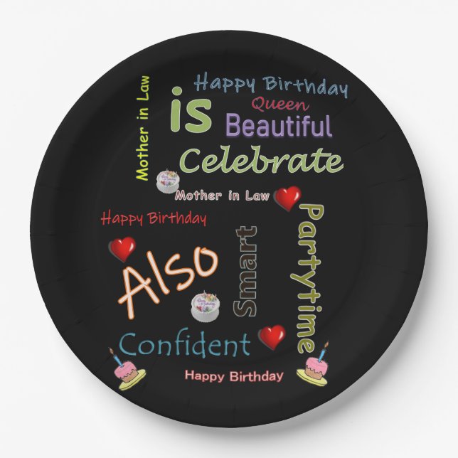 Assiettes En Carton Joyeux Anniversaire Plaques de papier Mère en droi (Devant)