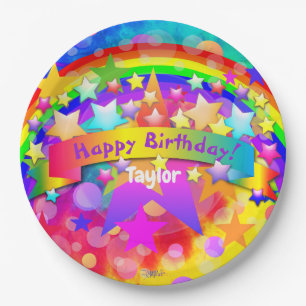 Assiettes En Carton Joyeux Anniversaire Plaques papier Rainbow HAMbyWG