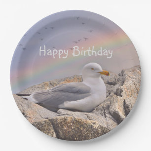 Assiettes En Carton Joyeux anniversaire Rainbow Seagull
