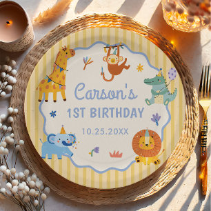 Assiettes En Carton Joyeux Anniversaire Sauvage Mignon Animaux de Safa