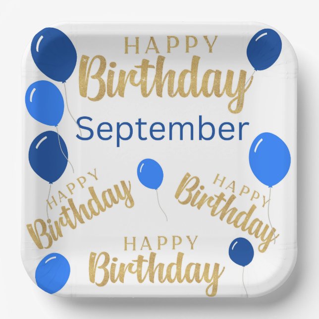 Assiettes En Carton Joyeux anniversaire Septembre anniversaires Plaque (Recto)