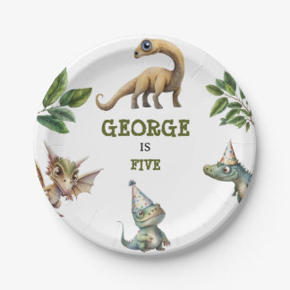 Assiettes En Carton Joyeux Anniversaire sur le thème des dinosaures po