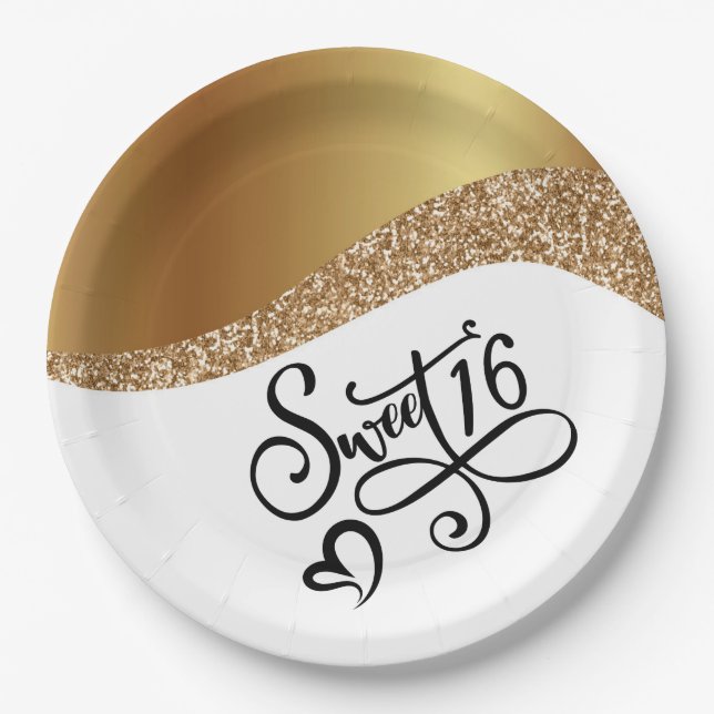 Assiettes En Carton Joyeux Anniversaire Sweet 16 (Devant)