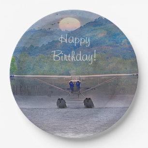 Assiettes En Carton Joyeux avion d'anniversaire