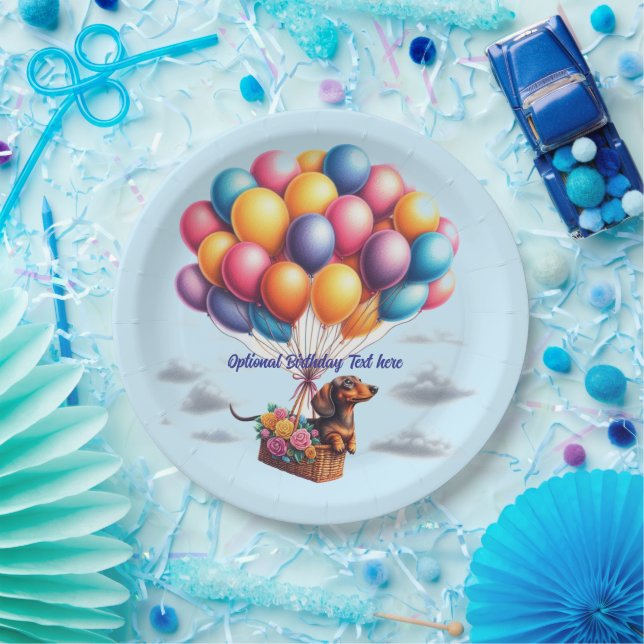 Assiettes En Carton Joyeux Ballons Dachshund (Fête)