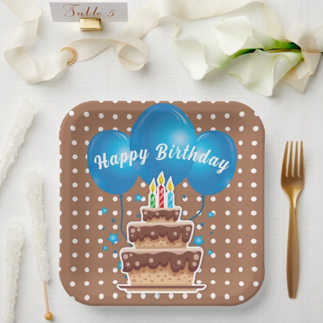 Assiettes En Carton Joyeux Ballons d'anniversaire (Mariage)