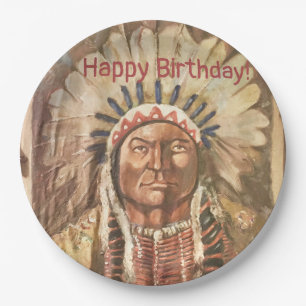 Assiettes En Carton Joyeux Birthday Masculine Sitting Bull