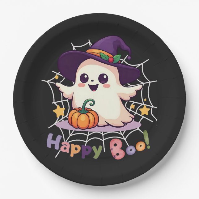 Assiettes En Carton Joyeux Boo Cute Ghost (Devant)