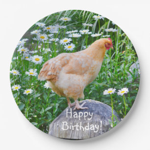 Assiettes En Carton Joyeux bouffon d'anniversaire Orpington poulet