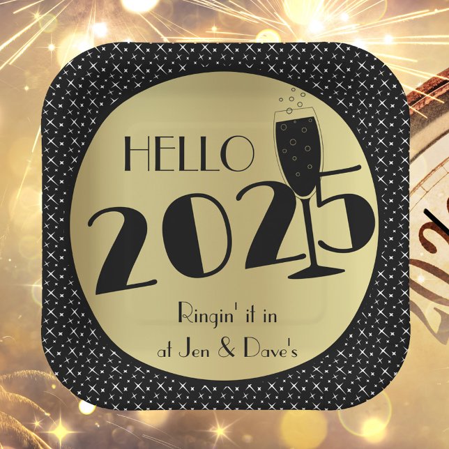 Assiettes En Carton Joyeux Carré du nouvel an (Créateur téléchargé)