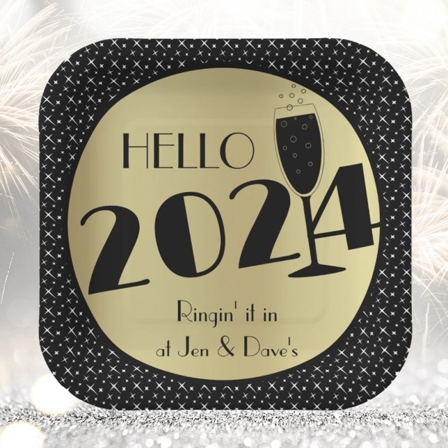 Assiettes En Carton Joyeux Carré du nouvel an (Créateur téléchargé)