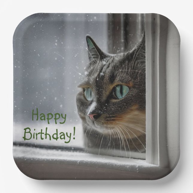 Assiettes En Carton Joyeux Chat Kitty Anniversaire (Recto)