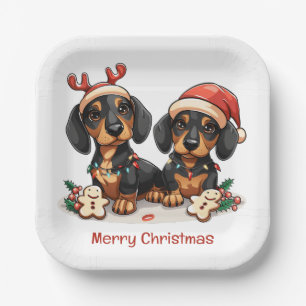Assiettes En Carton Joyeux Chiens de Noël