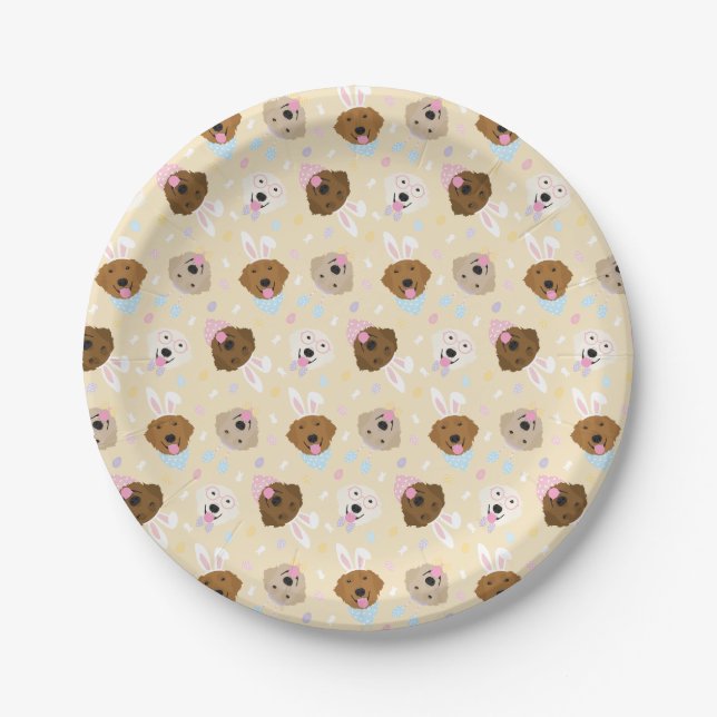 Assiettes En Carton Joyeux Chiens de Pâques (Devant)