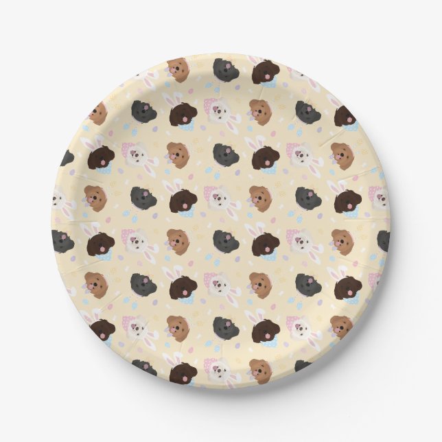 Assiettes En Carton Joyeux Chiens de Pâques (Devant)