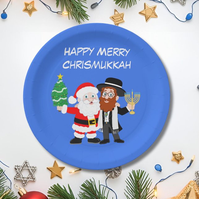Assiettes En Carton Joyeux Chrismukkah Père Noël rencontre le parti Ra (Créateur téléchargé)