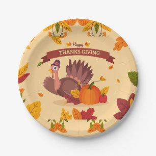 Assiettes En Carton Joyeux design d'automne et de récolte pour Thanksg