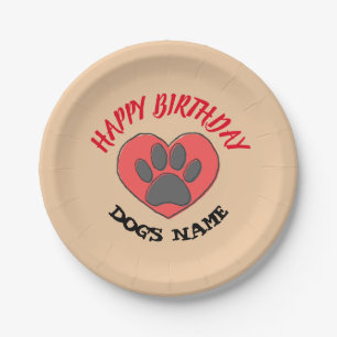 Assiettes En Carton Joyeux dessin à mâchoire de chien d'anniversaire
