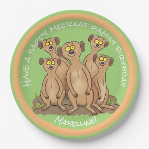 Assiettes En Carton Joyeux dessin d'anniversaire de la famille Meerkat
