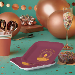 Assiettes En Carton Joyeux Diwali Hindu Festival des Lumières