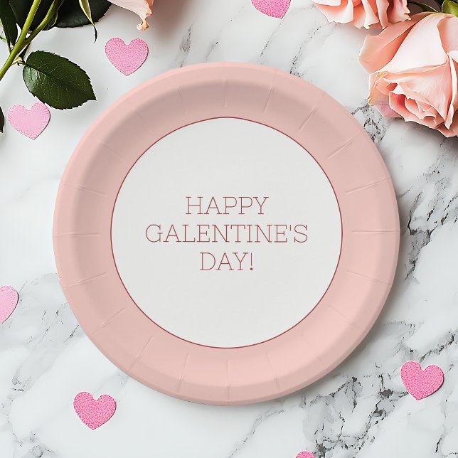 Assiettes En Carton Joyeux Galentine's Day Pink Girly Typographie Simp (Happy Galentine's Day Pink Girly Typography Simple Paper Plates)