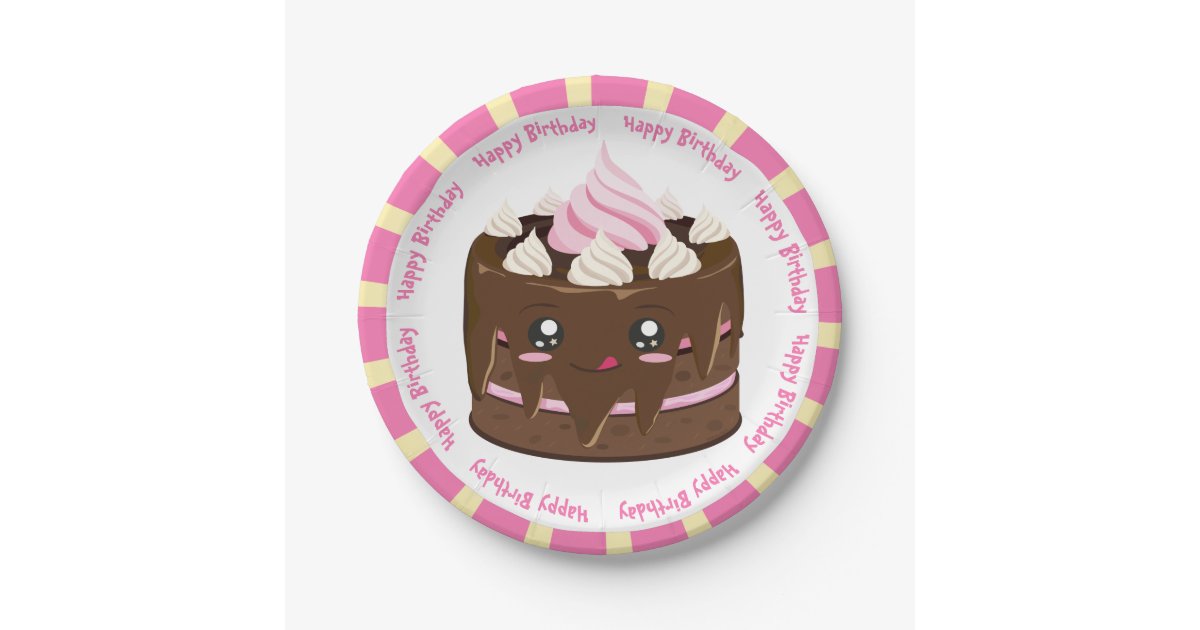 Assiettes En Carton Joyeux Gateau Kawaii Au Chocolat D Anniversaire Zazzle Fr Assiettes En Carton Joyeux Gateau Kawaii Au Chocolat D Anniversaire Zazzle Fr