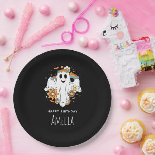 Assiettes En Carton Joyeux Ghost Retro Hippie Vibe Anniversaire
