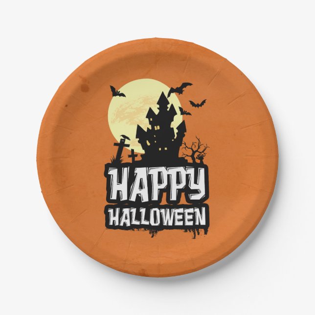 Assiettes En Carton Joyeux Halloween (Devant)