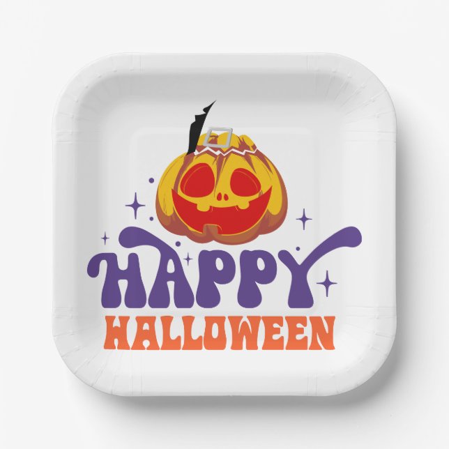 Assiettes En Carton Joyeux Halloween (Recto)