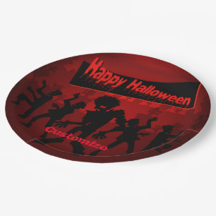 Assiettes En Carton Joyeux Halloween à la fête de danse Zombie