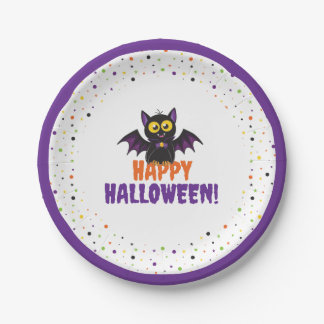 Assiettes En Carton Joyeux Halloween Chauve-Souris Vampire Mignonne Po