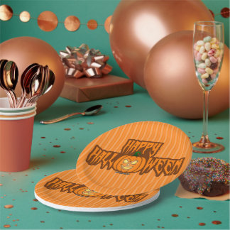 Assiettes En Carton Joyeux Halloween Citrouille Graphiques Screwball