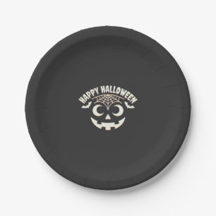 Assiettes En Carton Joyeux Halloween Citrouille Visage Design_1