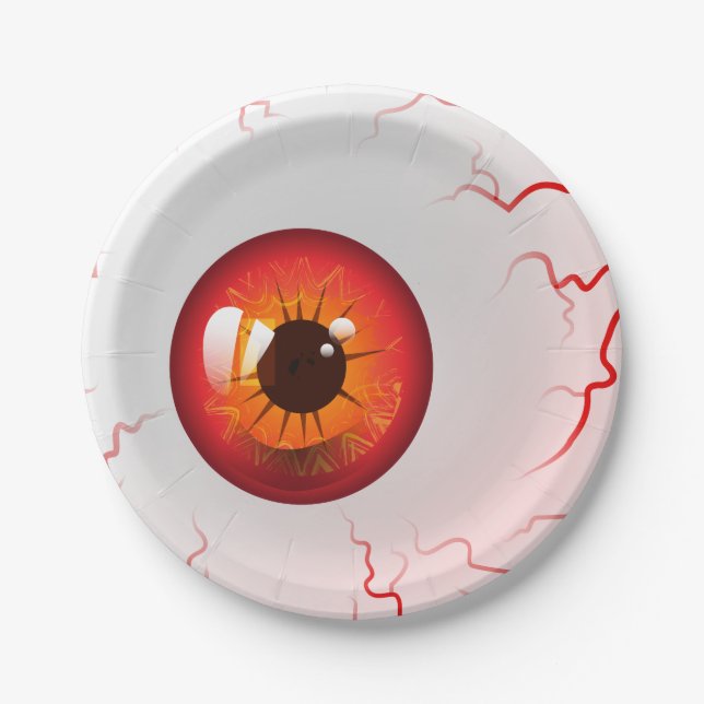 Assiettes En Carton Joyeux Halloween ! Éffrayant Red Eyeball (Devant)