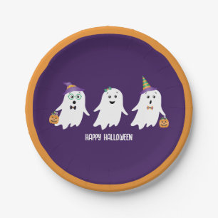 Assiettes En Carton Joyeux Halloween Fantômes Trick Ou Treat