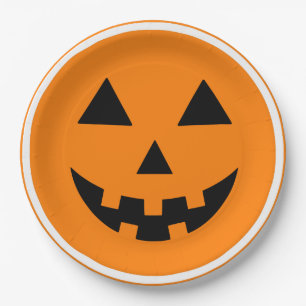 Assiettes En Carton Joyeux Halloween Jack'o Lantern Visage de Citrouil