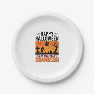 Assiettes En Carton Joyeux Halloween Petit-Fils Vintage Chemise Épouva