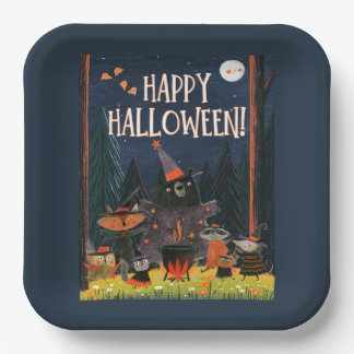 Assiettes En Carton Joyeux Halloween Sorcières des Bois