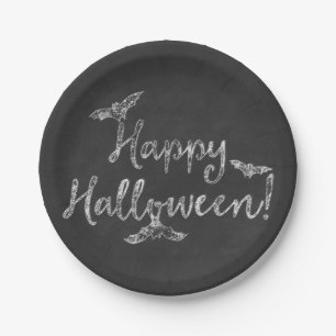 Assiettes En Carton Joyeux Halloween Tableau Craie Fête Vacances