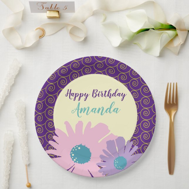 Assiettes En Carton Joyeux Jardin Floral Anniversaire (Mariage)