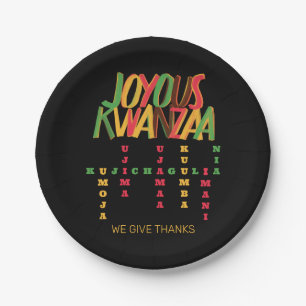 Assiettes En Carton Joyeux KWANZAA Principes mot-clé