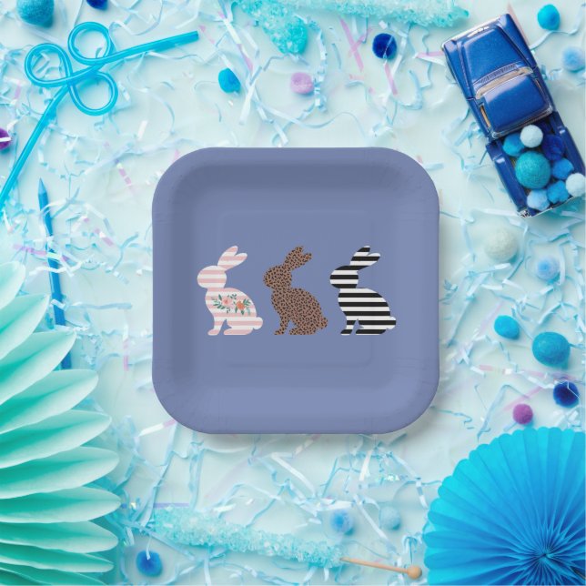 Assiettes En Carton Joyeux lapin de lapin léopard de Pâques (Fête)