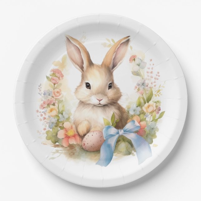 Assiettes En Carton Joyeux Lapin de Pâques (Devant)