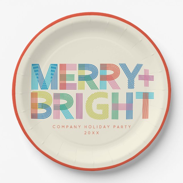 Assiettes En Carton Joyeux Lins + Bright holiday typography (Devant)