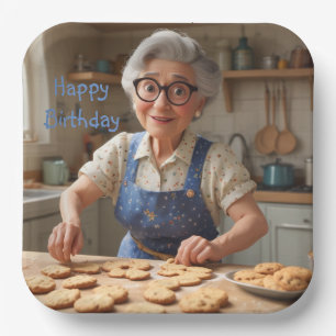 Assiettes En Carton Joyeux mamie d'anniversaire