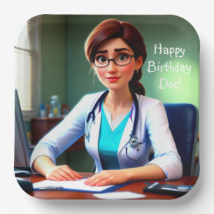 Assiettes En Carton Joyeux médecin d'anniversaire